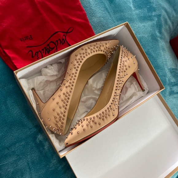 Christian Louboutin nude spiked heels for sale - Picture 3 of 5